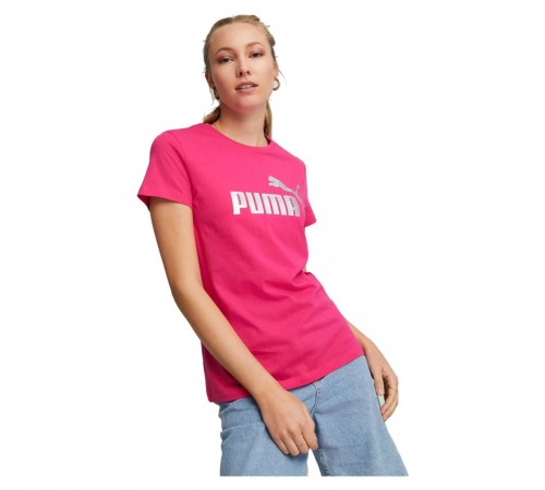 4k Puma 848303-96 Ess+ Metallic Logo Tee - ciclamino